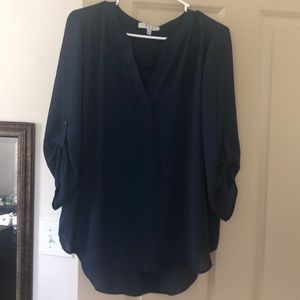 3 quarter sleeve navy blouse